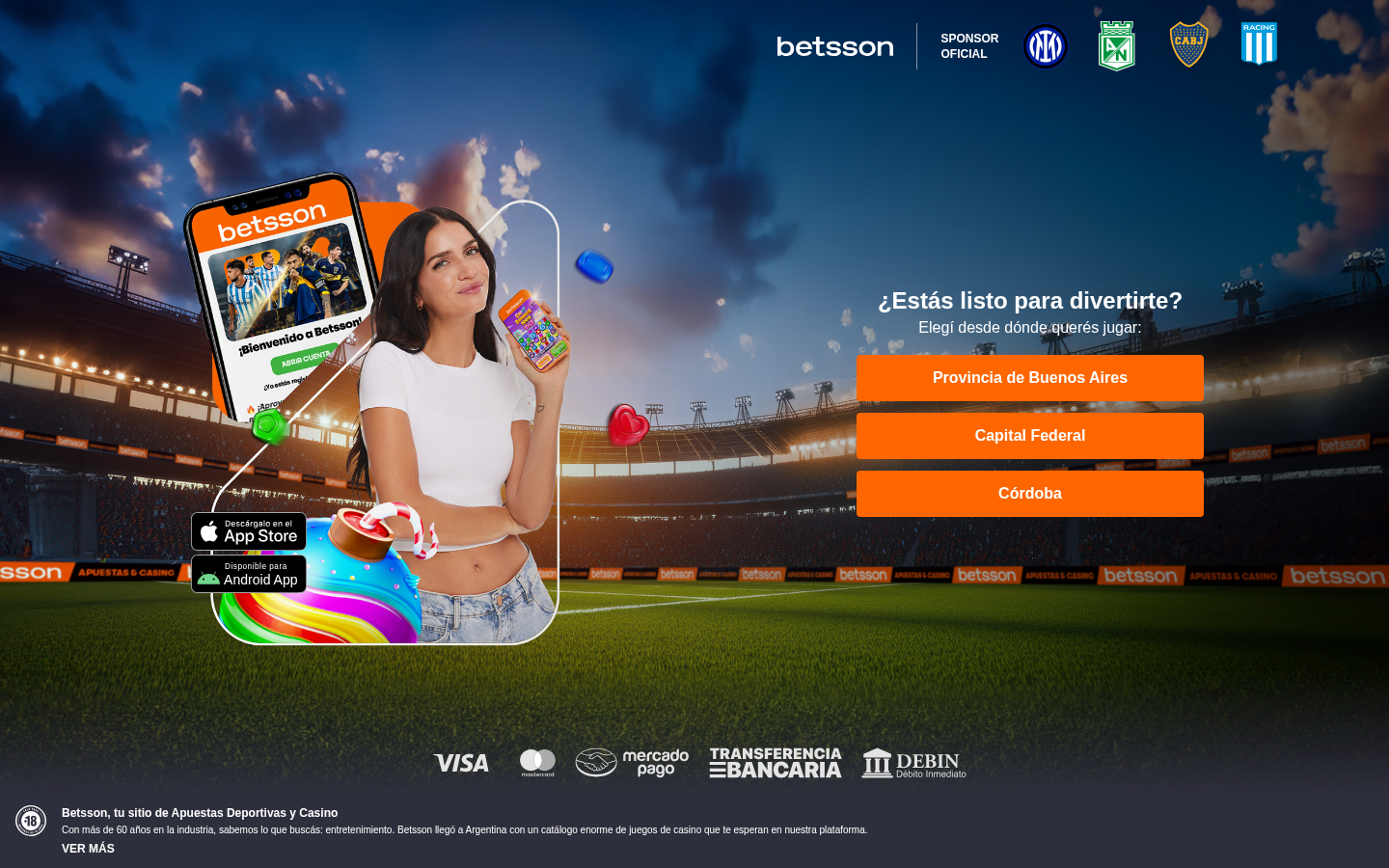 Captura real fechada vinculada con Betsson Argentina