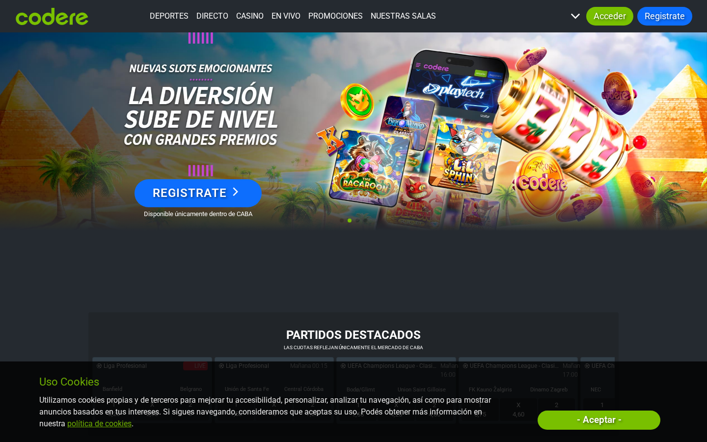 Captura real fechada vinculada con Codere Argentina